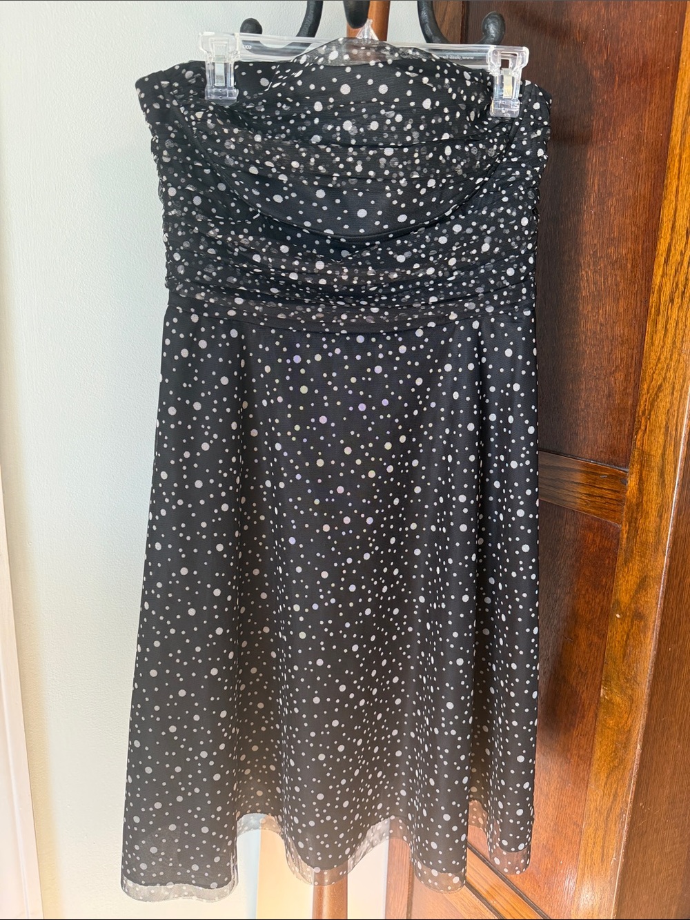 Black and White Polka Dot Strapless Dress